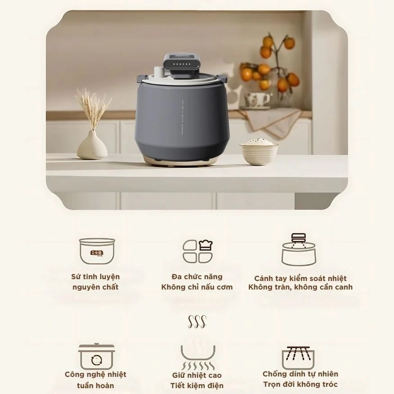 Nồi cơm điện áp suất lòng sứ dưỡng sinh Mishio MK396