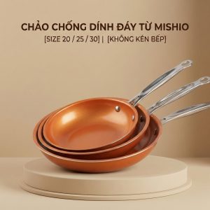 Chảo Chống Dính Đáy Từ Mishio (Size 20, 25, 30cm) MK430 MK431 MK432 – Chống Dính Gốm Cao Cấp, An Toàn Sức Khỏe, Dùng Cho Mọi Loại Bếp