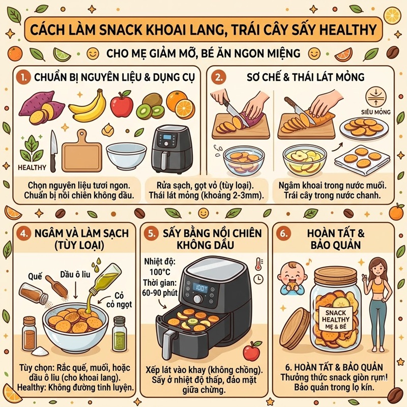 Cách làm snack khoai lang, trái cây sấy healthy cho mẹ giảm mỡ, bé ăn ngon miệng 1 cách làm snack khoai lang, trái cây sấy healthy