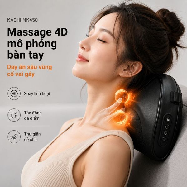 Gối Massage Cổ Vai Gáy Kachi MK450 – Công Nghệ Massage 4D Chườm Nóng 2 Gối Massage Cổ Vai Gáy Kachi MK450 – Công Nghệ Massage 4D Chườm Nóng - Ảnh 2
