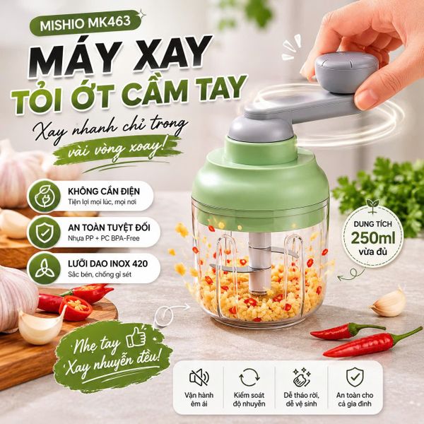 Máy Xay Tỏi Ớt Cầm Tay Mishio MK463 - Xoay tay siêu bền, dễ tháo lắp vệ sinh 2 Máy Xay Tỏi Ớt Cầm Tay Mishio MK463 - Xoay tay siêu bền, dễ tháo lắp vệ sinh - Ảnh 2