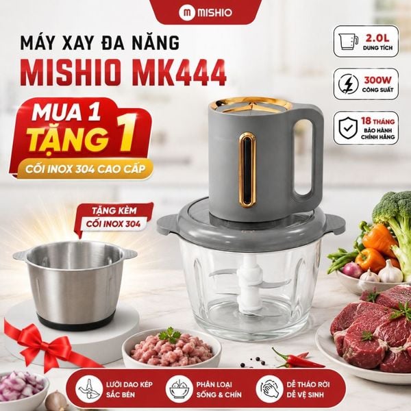 Máy Xay Thực Phẩm Đa Năng Mishio MK444 (2.0L) - Cối Thủy Tinh tặng cối Inox 304 Phân Loại Thực Phẩm Sống Chín 2 Máy Xay Thực Phẩm Đa Năng Mishio MK444 (2.0L) - Cối Thủy Tinh tặng cối Inox 304 Phân Loại Thực Phẩm Sống Chín - Ảnh 2