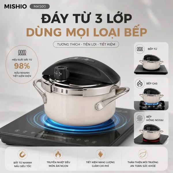 Nồi Áp Suất Đáy Từ Mishio MK500 (3.5L) – Tối Giản Thao Tác, Tối Ưu Thời Gian 3 Nồi Áp Suất Đáy Từ Mishio MK500 (3.5L) – Tối Giản Thao Tác, Tối Ưu Thời Gian - Ảnh 3