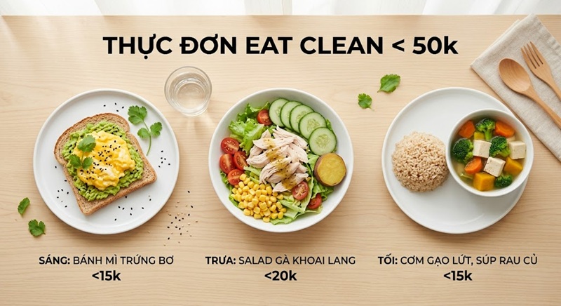 Thực Đơn Eat Clean Dưới 50k/Ngày: Ăn Sạch, Giữ Dáng Săn Chắc Siêu Tiết Kiệm 1 thực đơn eat clean 50k