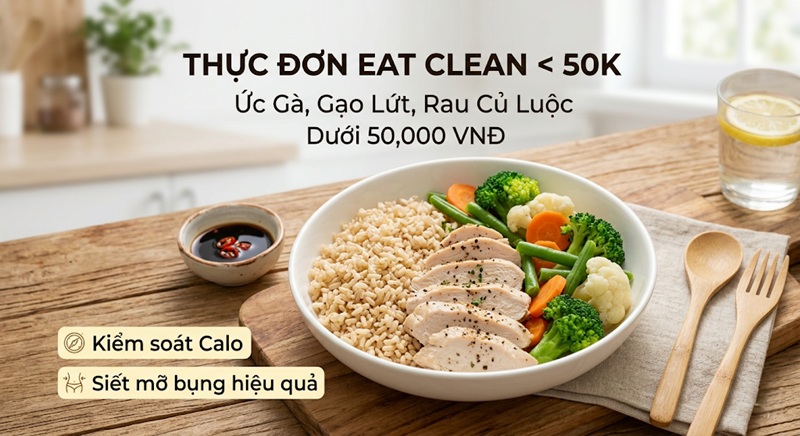 Thực Đơn Eat Clean Dưới 50k/Ngày: Ăn Sạch, Giữ Dáng Săn Chắc Siêu Tiết Kiệm 2 thực đơn eat clean dưới 50k với ức gà, gạo lứt và rau củ luộc